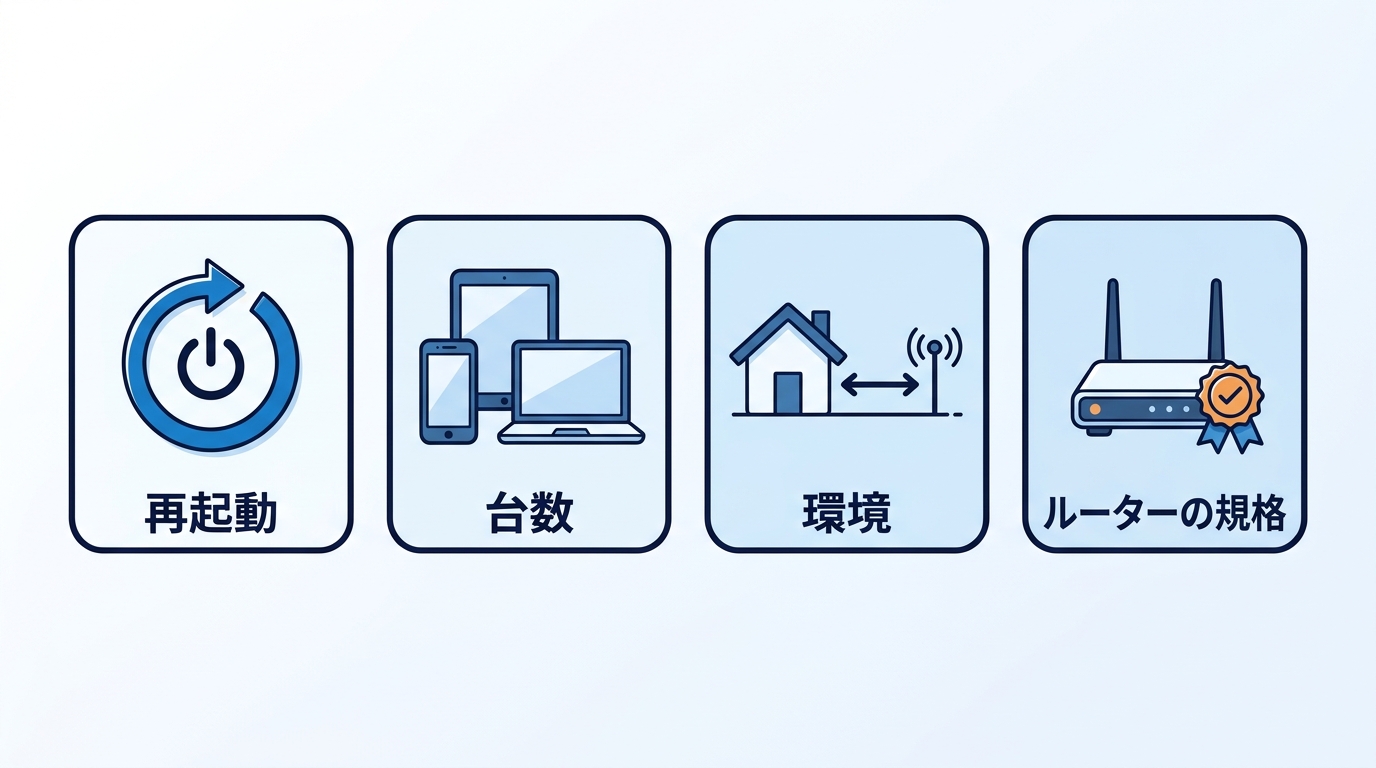 ドコモ光が夜遅いときに確かめる4つ（再起動・台数・環境・ルーターの規格）