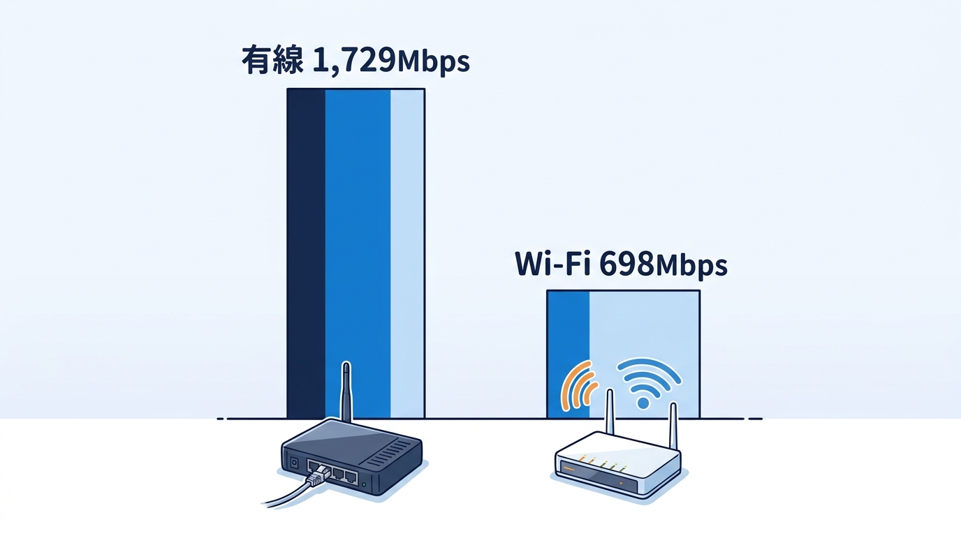 J:COM NET 光の有線とWi-Fiの速度の差