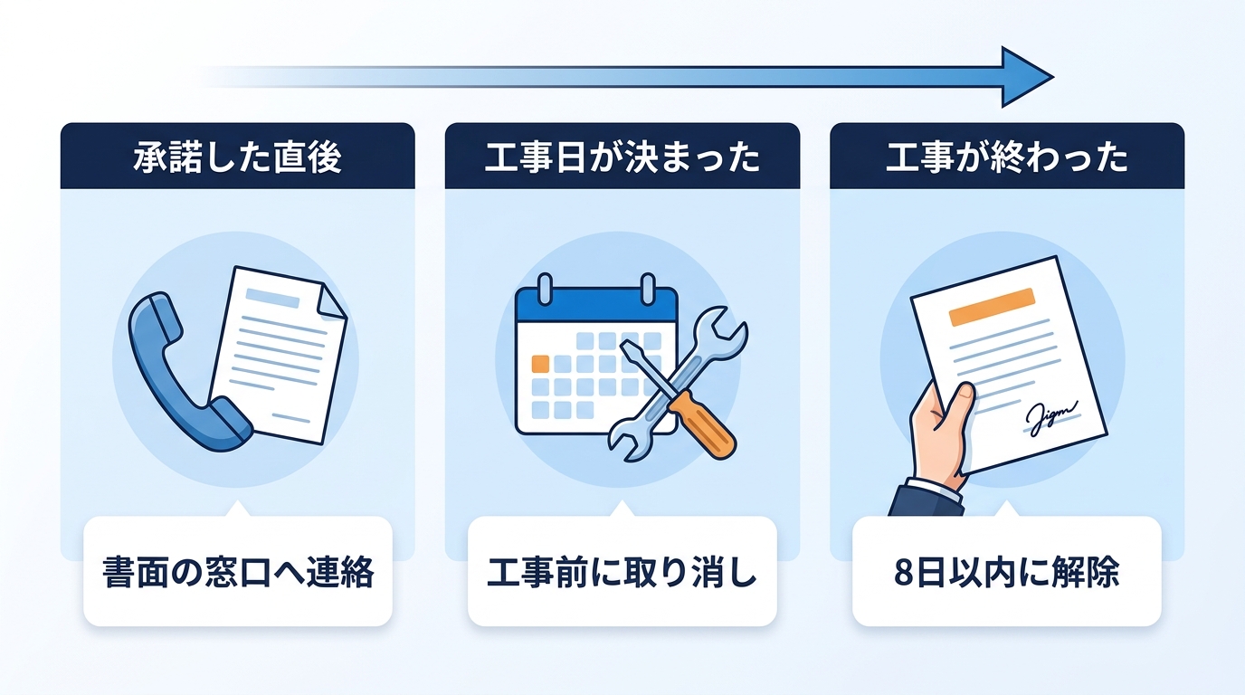 モデム交換の電話で承諾したあとの3つの段階と最初の一手