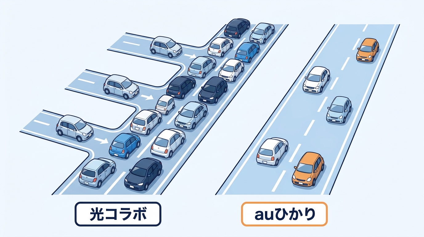 光コラボとauひかりの回線の違い