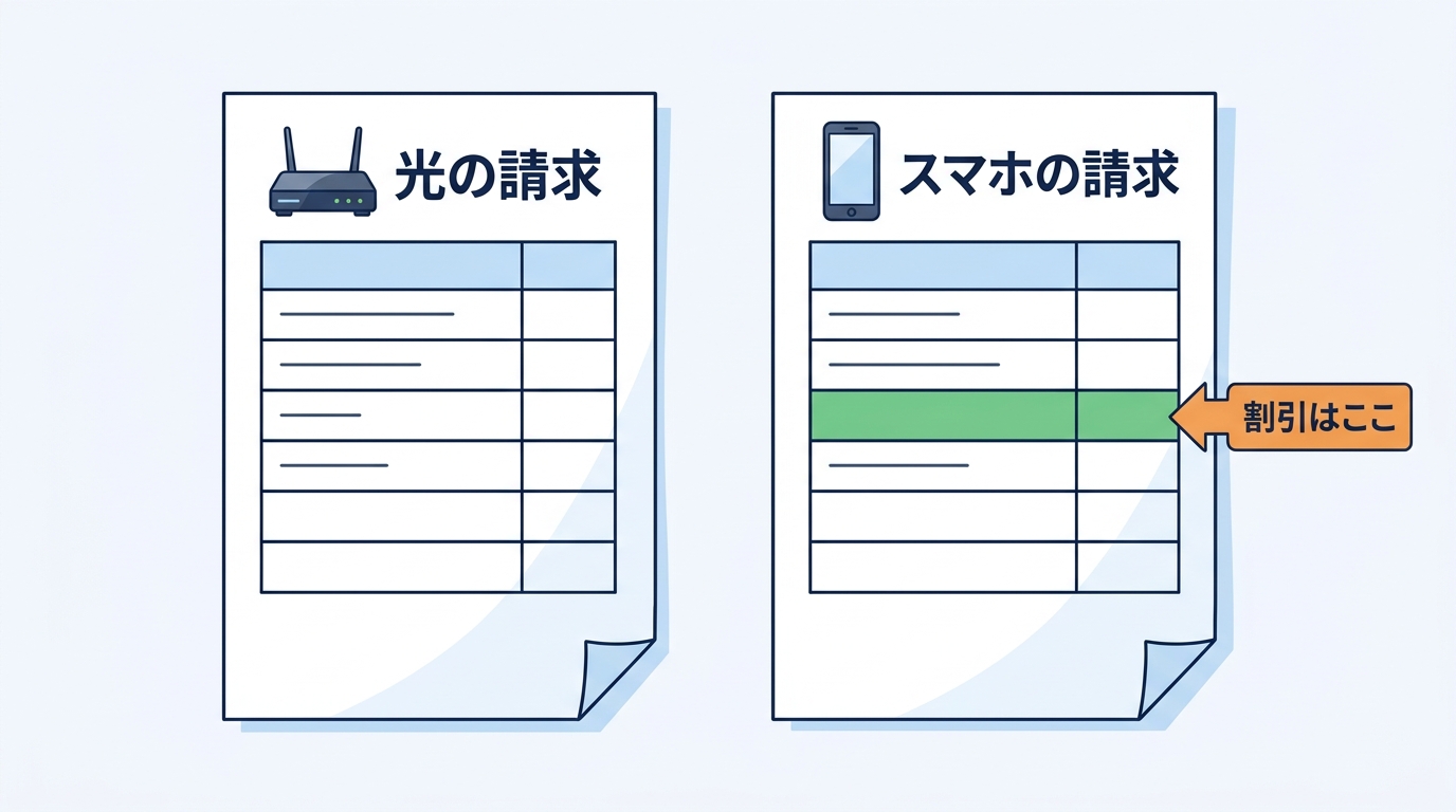 おうち割の割引はソフトバンク光ではなくスマホの請求で引かれる