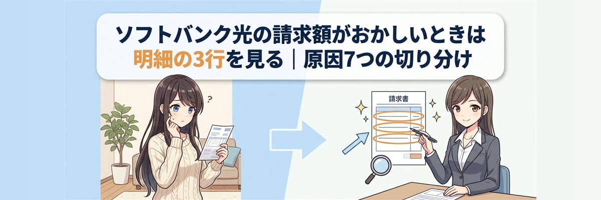 ソフトバンク光の請求額がおかしいときは明細の3行を見る|原因7つの切り分け