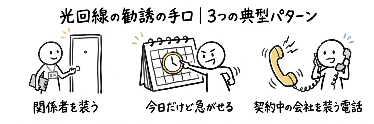 光回線の勧誘の手口｜元販売員が見た3つの典型パターン