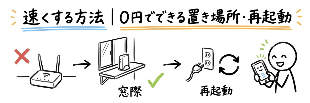 ソフトバンクエアーを速くする方法｜0円でできる置き場所・再起動（原因②）