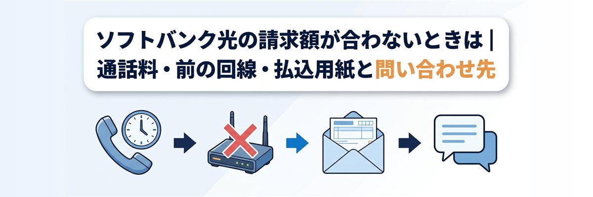 ソフトバンク光の請求額が合わないときは|通話料・前の回線・払込用紙と問い合わせ先