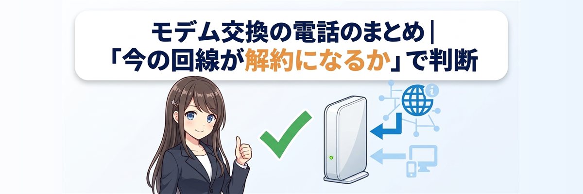 モデム交換の電話のまとめ｜今の回線が解約になるかで判断