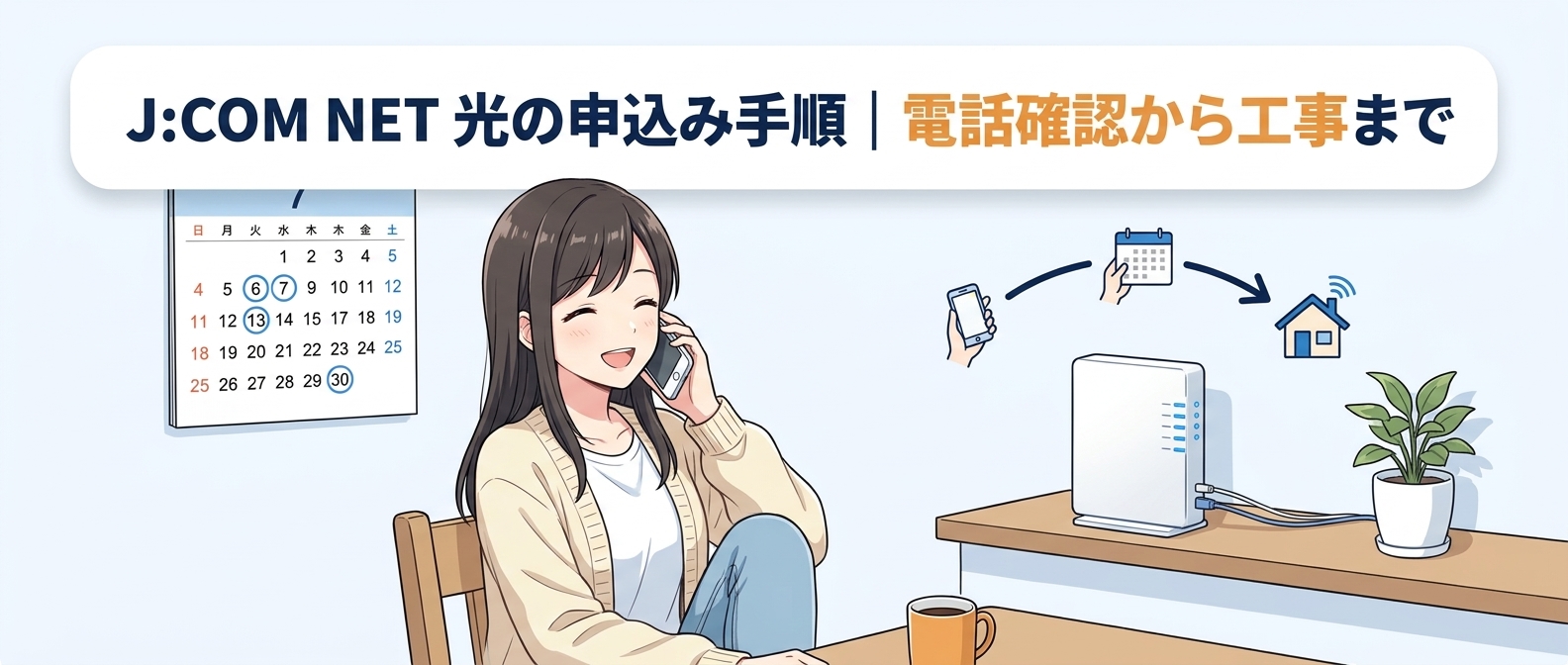 J:COM NET 光の申込み手順｜電話確認から工事まで